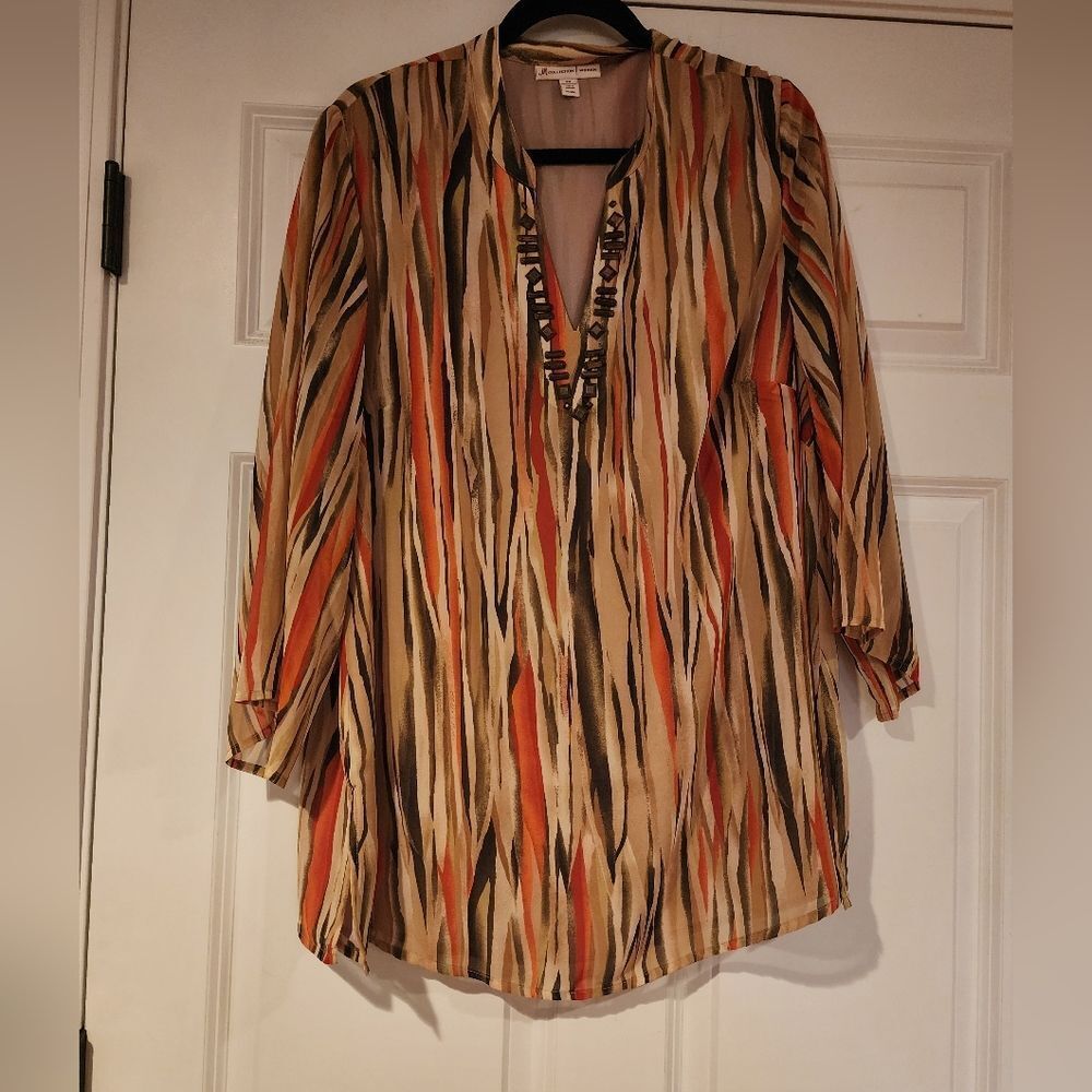 JM Collection colorful patterned blouse 18W